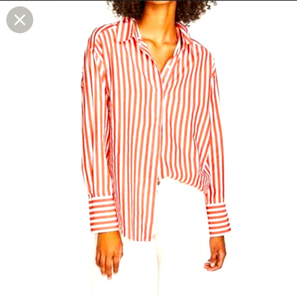 Zara | red and white striped shirt